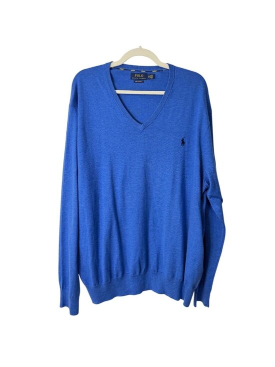Polo Ralph Lauren Other - Polo Ralph Lauren Mens Size 2XB Pull-Over Sweater Blue Pony V-Neck Pima Cotton